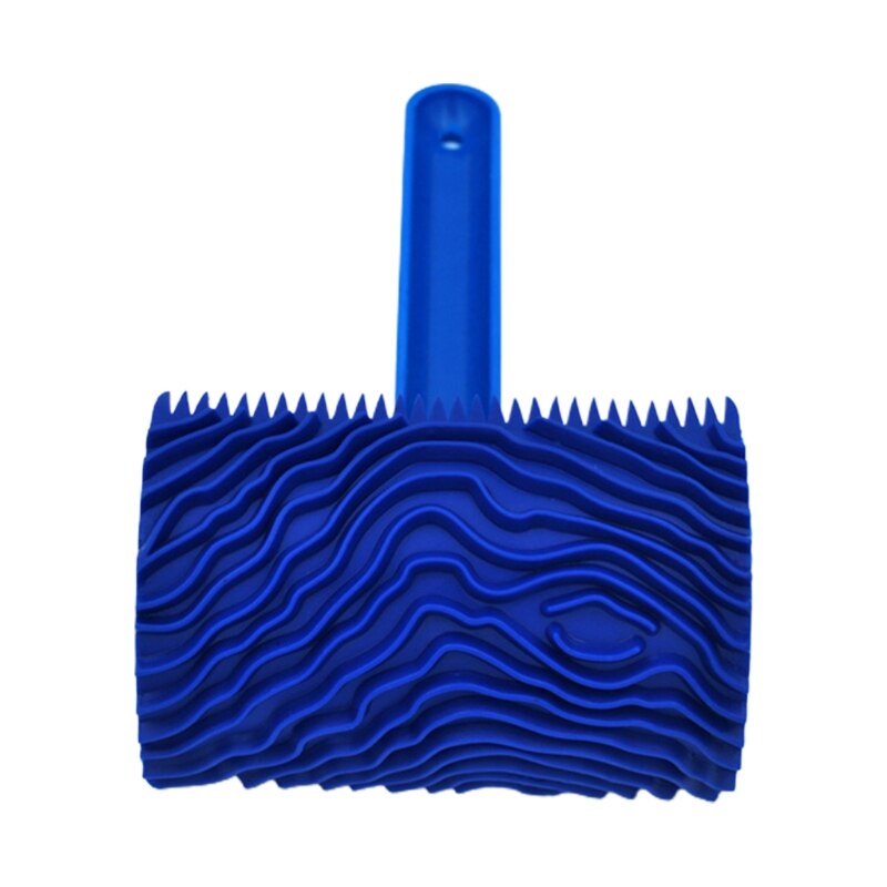 Blue Wood Grain Tool with Rubber Handle Graining Empaistic Stamp Pattern for Wall Painting DIY Decoration Paint Roller: BLUE