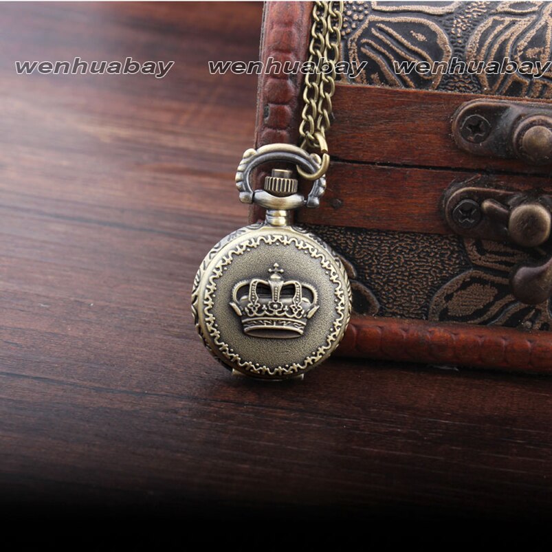 Retro bolsillo Vintage reloj De bronce real Imperial corona De cuarzo colgante, collar, cadena, los hombres y las mujeres relojes para reloj De Bolso