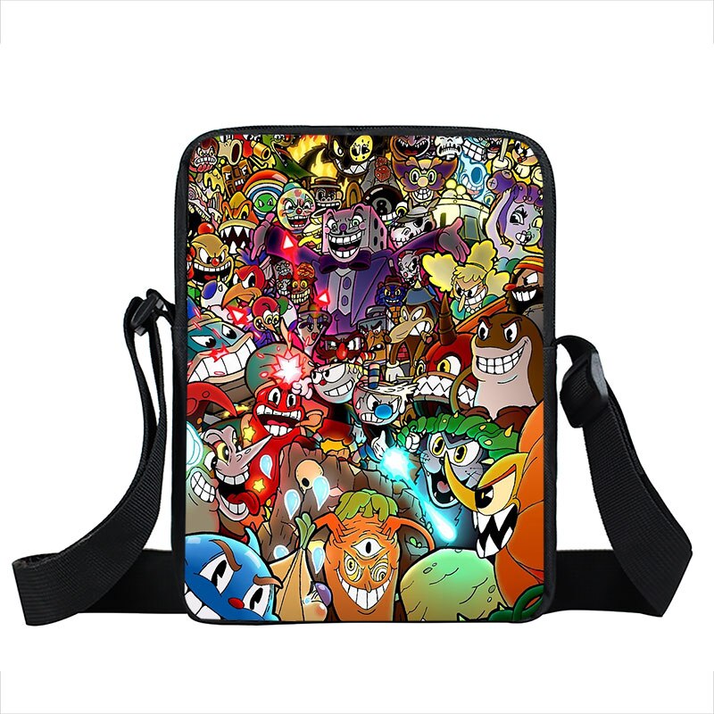 funny cuphead / mughead print small shoulder bag women handbag mens crossbody bags Adult book bag student messenger bags: xkbcuphead11