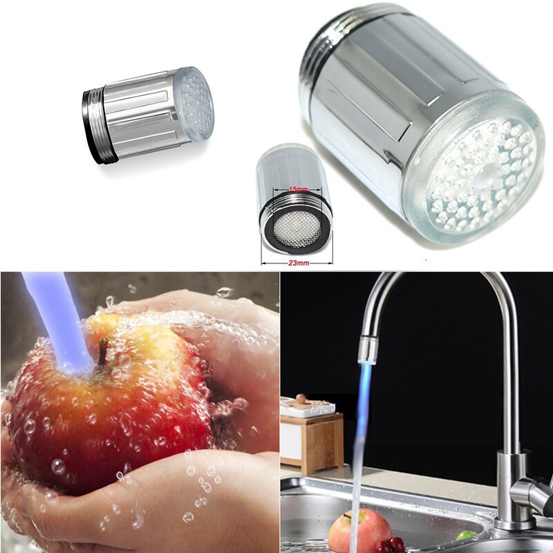Lichtgevende Veranderende 7 Kleuren Led Kraan Kleur Licht Veranderende Knipperend Temperatuurregeling Water Kraan Voor Keuken Kraan Filter