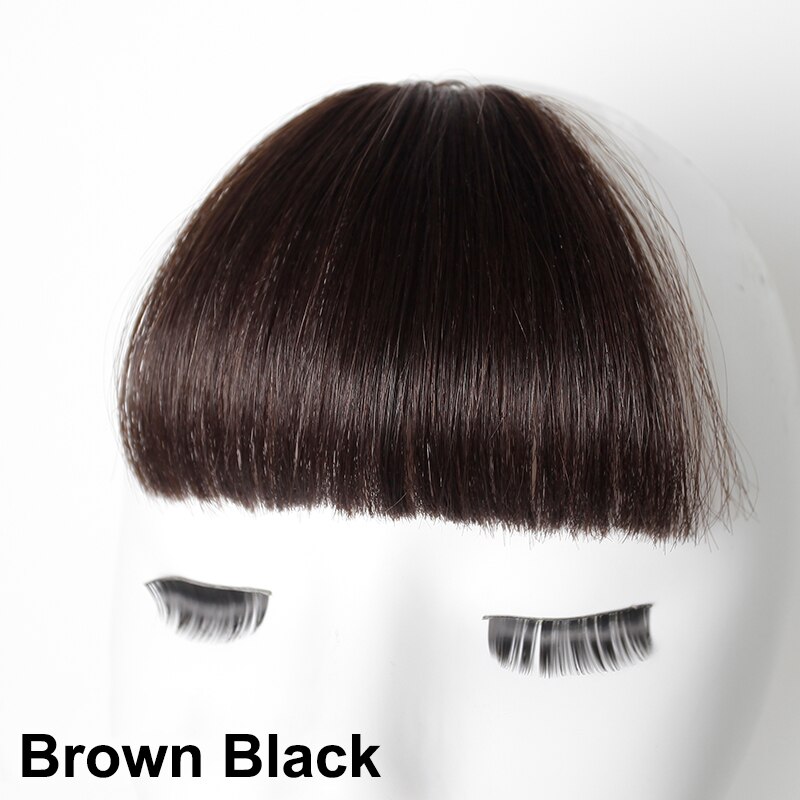 AOSIWIG Pure Blunt Above the Eyebrows Bangs Hair Extension Synthetic Wig Natural Black Light Dark Brown High Temperature Fiber: T1B/613