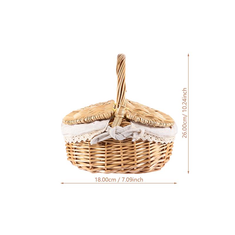 1Pc Tote Basket Picnic Basket Weaving Basket Willow Weaving Basket Portable Outdoor Fruit Storage Holder: 5