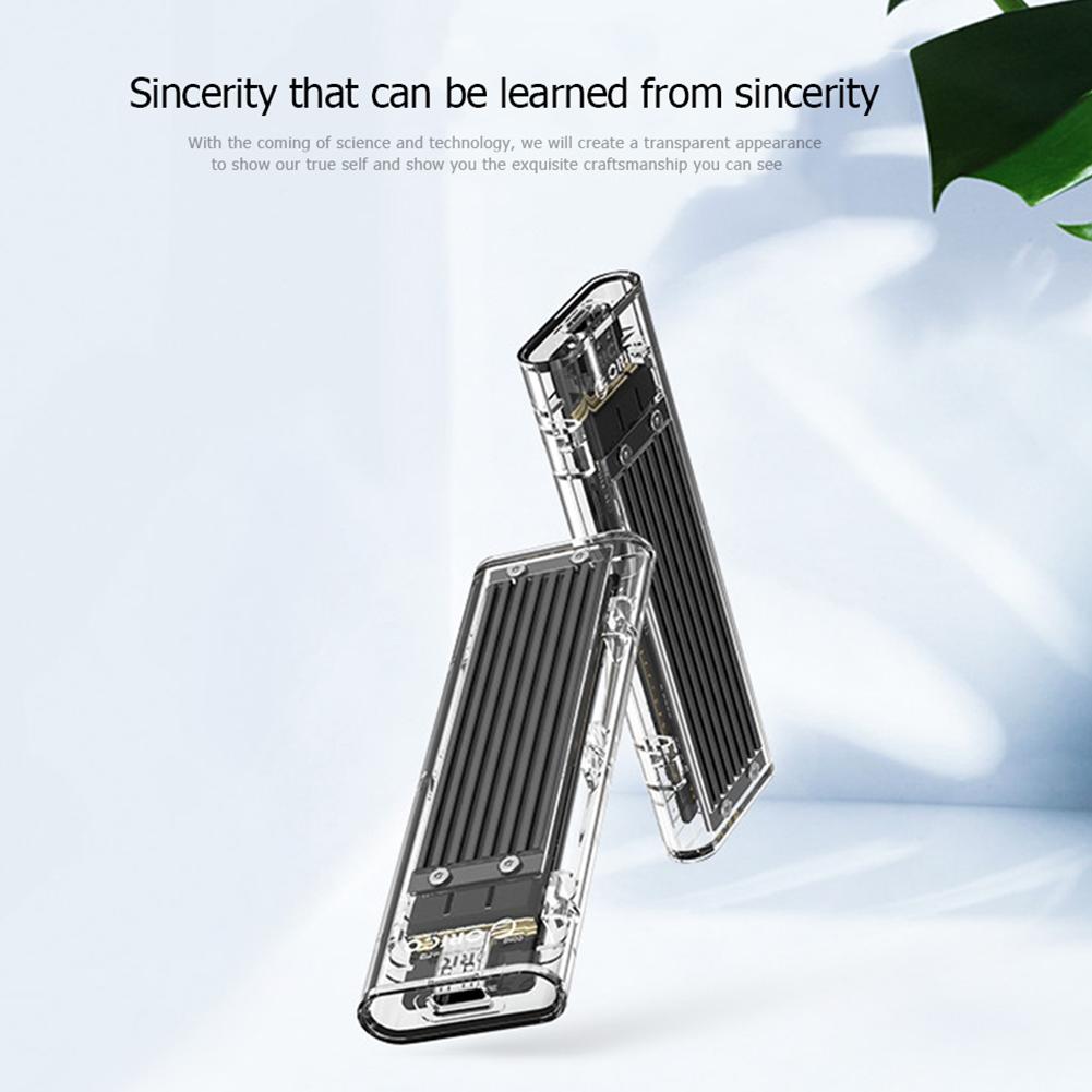 Orico  m2 ssd etui m .2 to usb type c gennemsigtigt harddisk kabinet nvme ssd kabinet til nvme pcie ngff sata m/b nøgle ssd disk