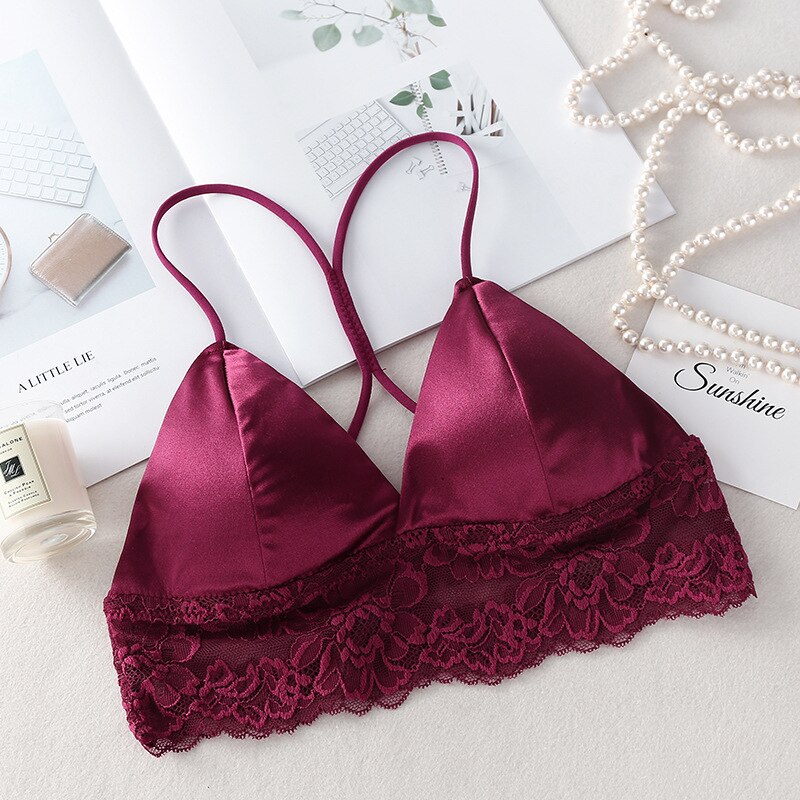 Neue SchöNe Zurück Rohr Spitzen Für Weibliche Spitze Strecth Mädchen Sommer Bhs Mit Kleid Dünne frauen Nackte Brust tassen Langrie: Wein(70-75ABC)