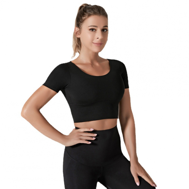LEOSOXS Yoga Hemden trainieren offen zurück oben Langarm Ernte oben Frauen Frühling Herbst Fitnessstudio überqueren zurück Sport Shirt Kurzarm