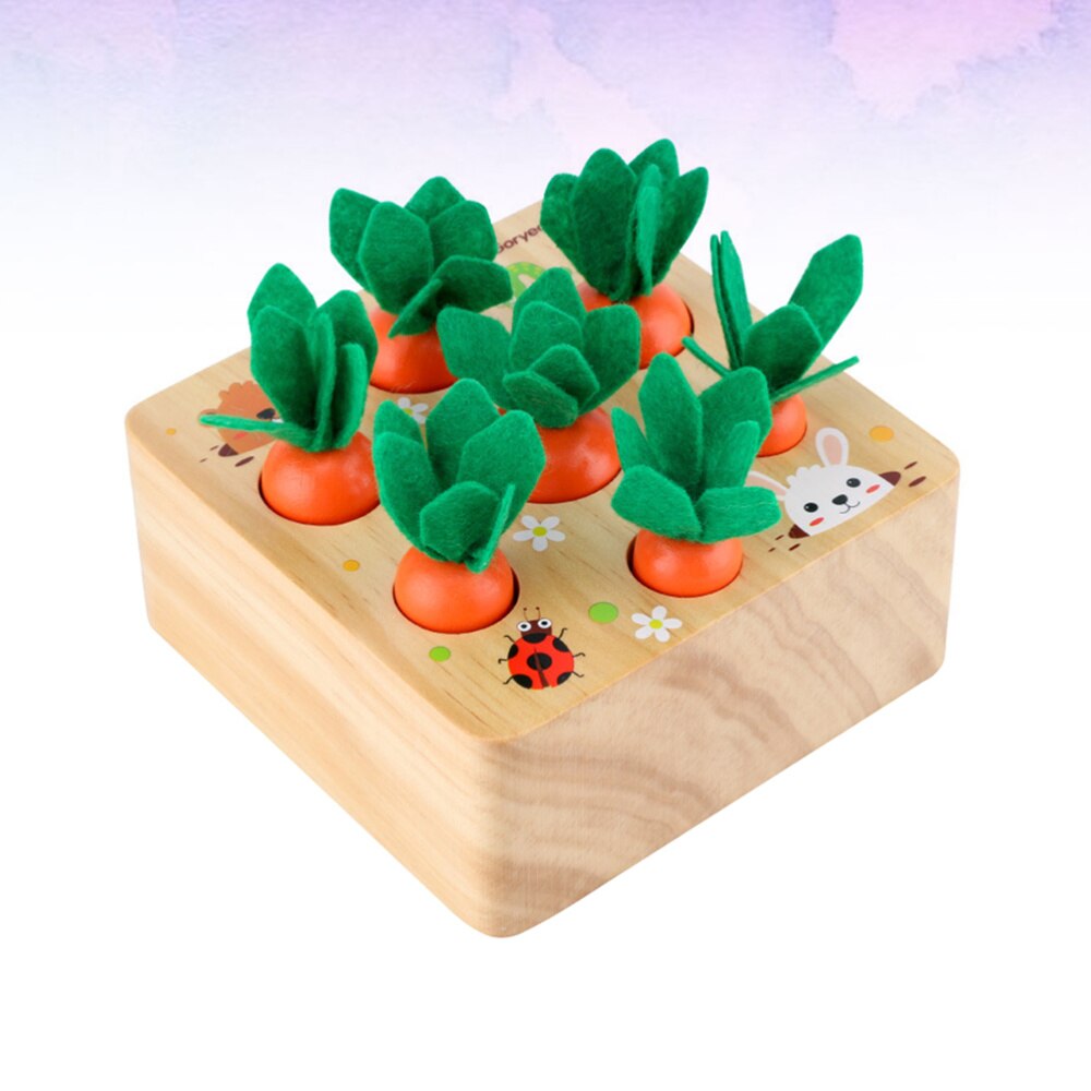 1pc Wooden Memory Games Kids Pull Insert Carrot Matching Game for Children Kids (Assorted Color)