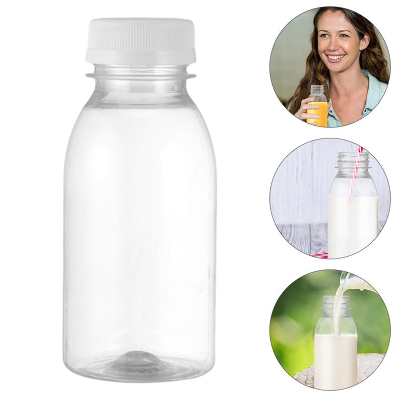 12Pcs 250ML Transparent Plastic Milk Storage Bottles Beverage Drinking Bottles Plastic Milk Bottle Beverage Bottle Sub-Bottling