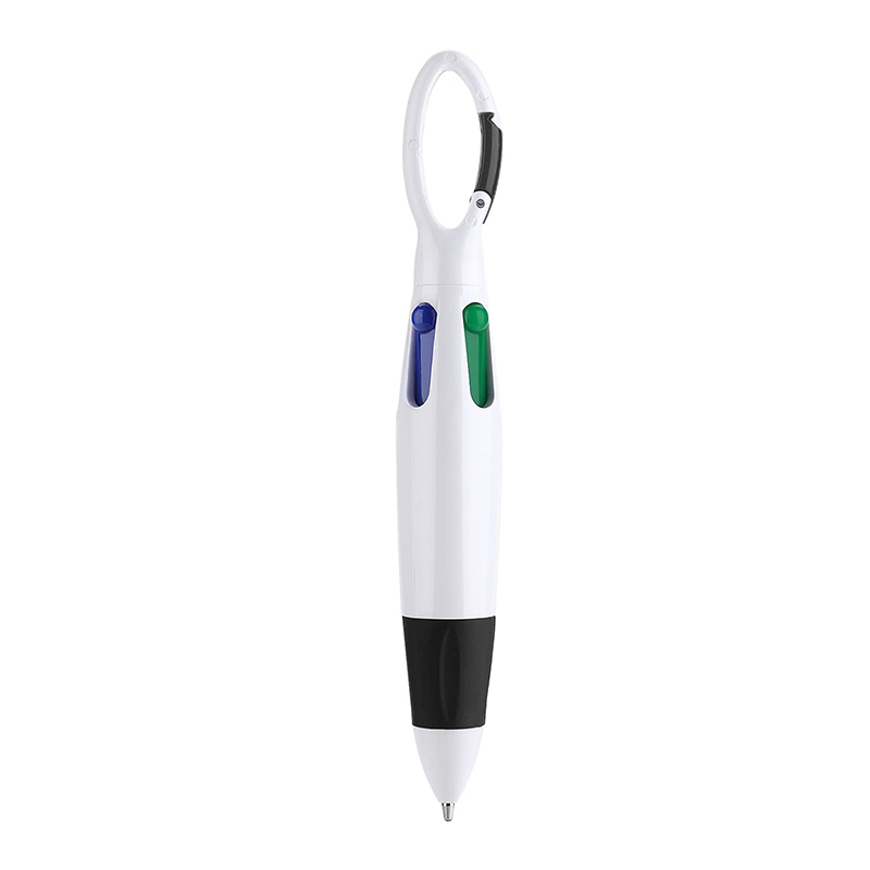24 Pcs Retractable Shuttle Pens with Carabiner Clip 4-in-1 Ballpoint Pens Multicolor Pens with Buckle Keychain on Top: Red