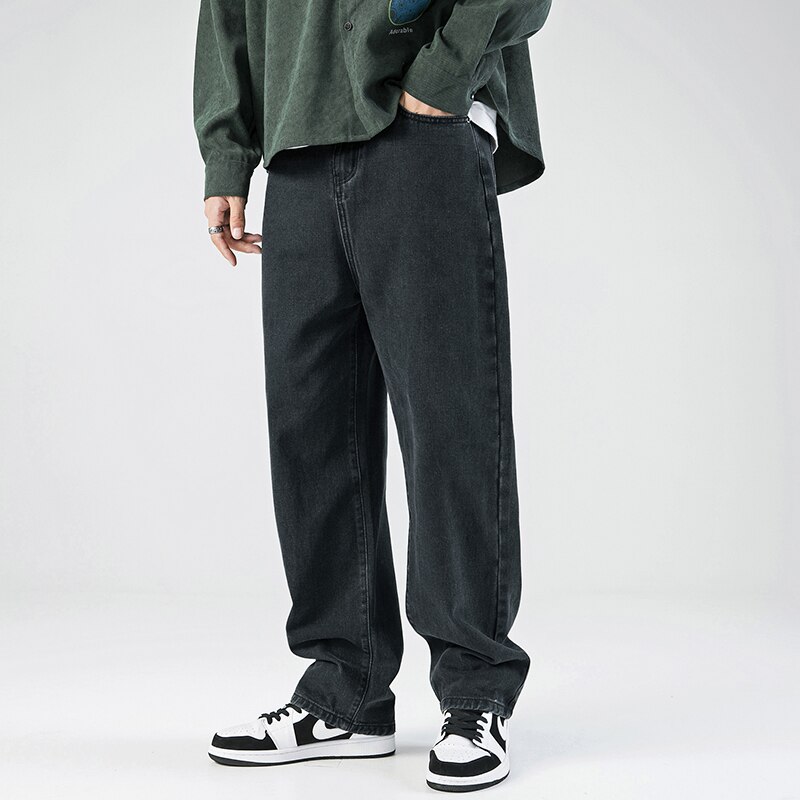Pantalones vaqueros de un solo camino para hombre, , holgados, Hip-Hop, ropa informal japonesa, estilo coreano, azul