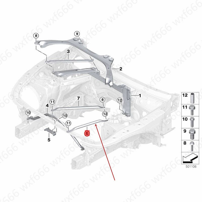 51617416969/70 Auto motorruimte front beam ijzer Geschikt voor 5 Serie G30b mwG38 voorwielophanging beugel