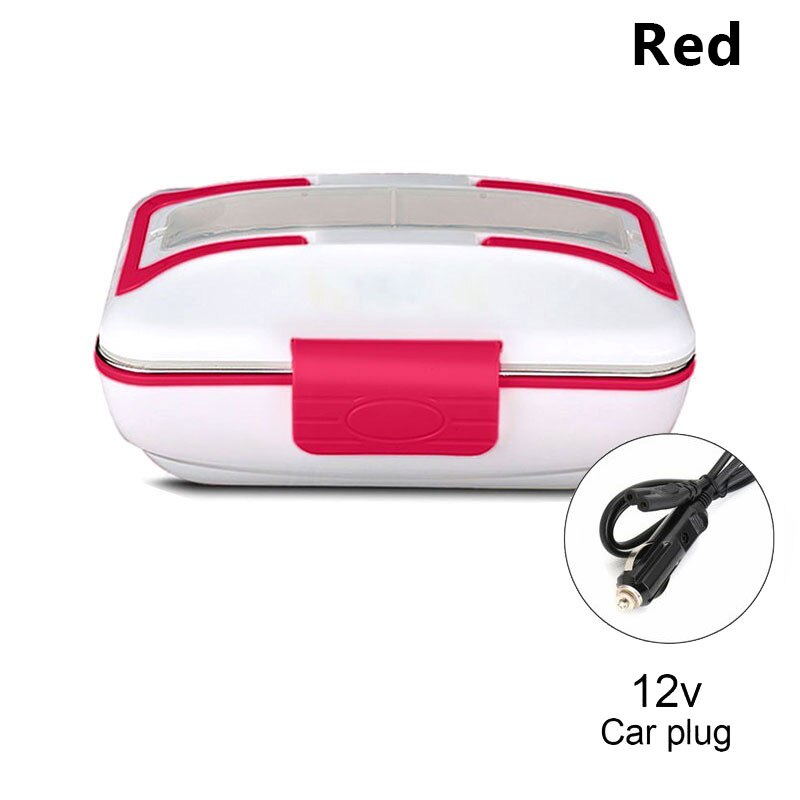 110V/12V Portable Electric Heating Lunch Box Food Warmer Heater Container & LunchBox: 12V Red