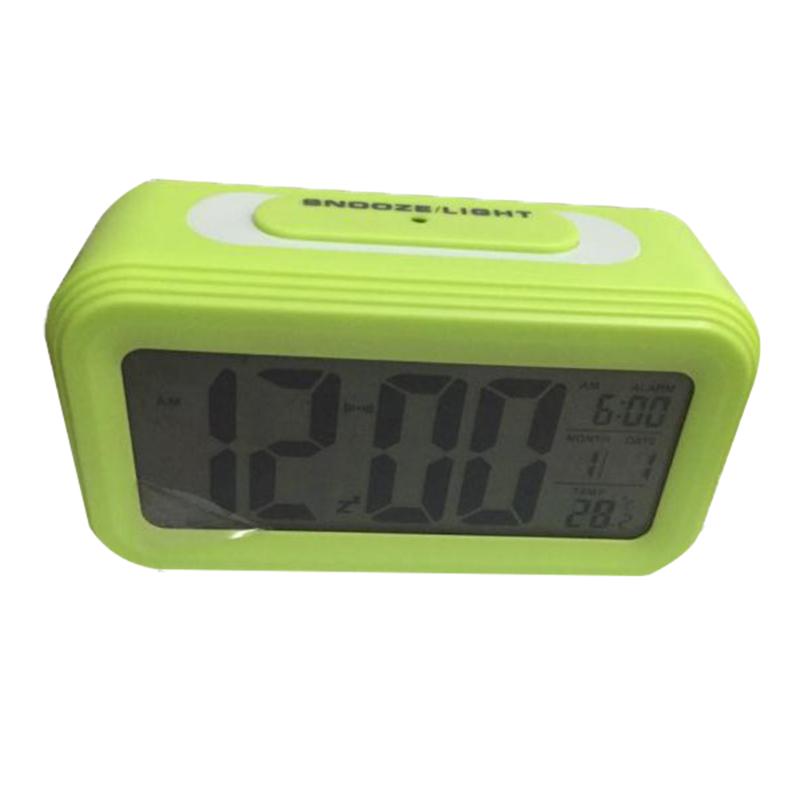 Alarm Clock Large Display With Calendar For Home Office Table Clock Snooze Electronic Kids Clock LED Desktop Digital Clocks: Green