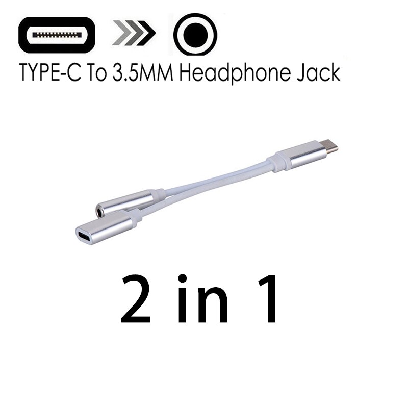 2 In 1 Typ C Zu 3,5 Mm Ladegerät Kopfhörer Audio Jack USB C Kabel Tragbare Typ-C Zu 3,5mm Stecker Adapter für Handy: 3