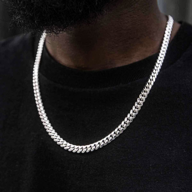 Collares para hombre, cadenas de eslabones cubanos de acero inoxidable para hombre, accesorios de joyería Hiphop Rock, varios tamaños 3mm-9mm C047