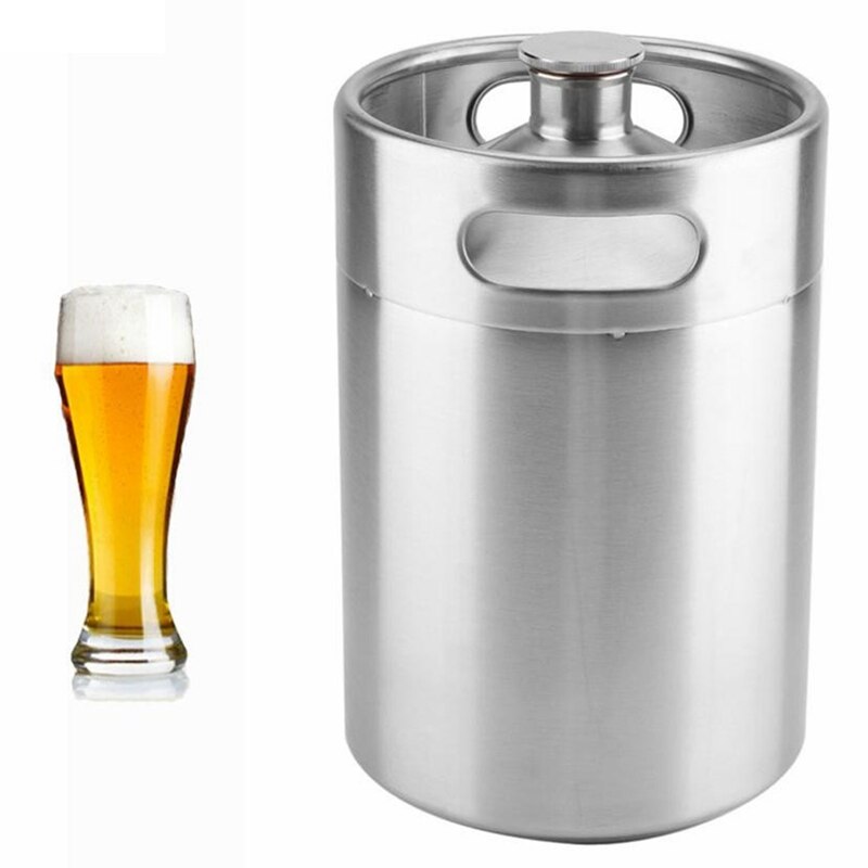 Stainless Steel Keg Beer Growler Portable Beer Bottle Home Beer Making Bar Tool Mini Keg