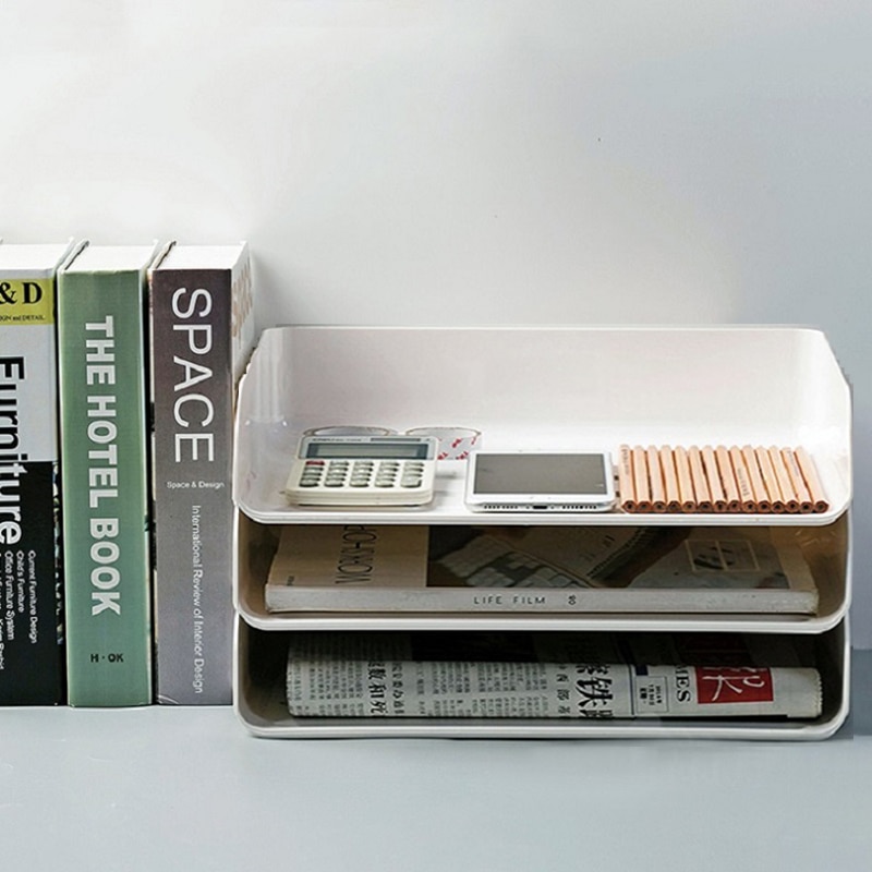 Stackable A4 Paper File Rack Magazine Durable Anti Slip Letter File Sundries Document Tray Desktop Holder School Supplies Office