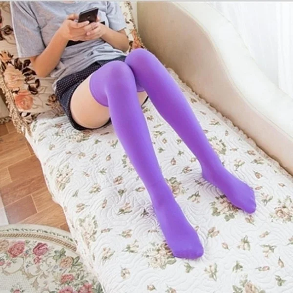 Calze colorate da donna Calza alta colore caramello sopra il ginocchio Calzini lunghi da donna Ragazze biancheria intima attillata Calzino da festa per cosplay