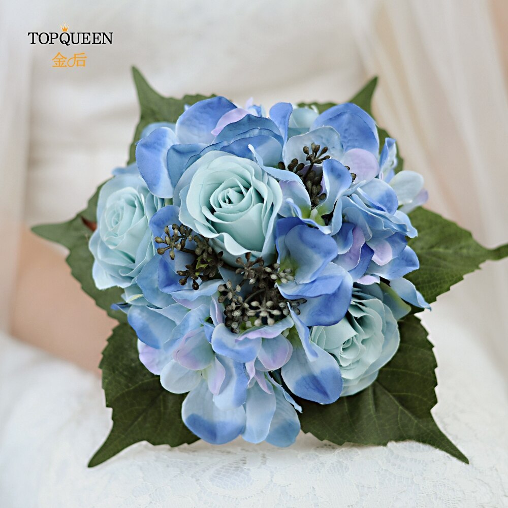 Topqueen Bridal Wedding Boeket Bloemen Bruiloft Boeket Kunstbloemen Blauw Boeket Bruiloft Bloem Boeket F16