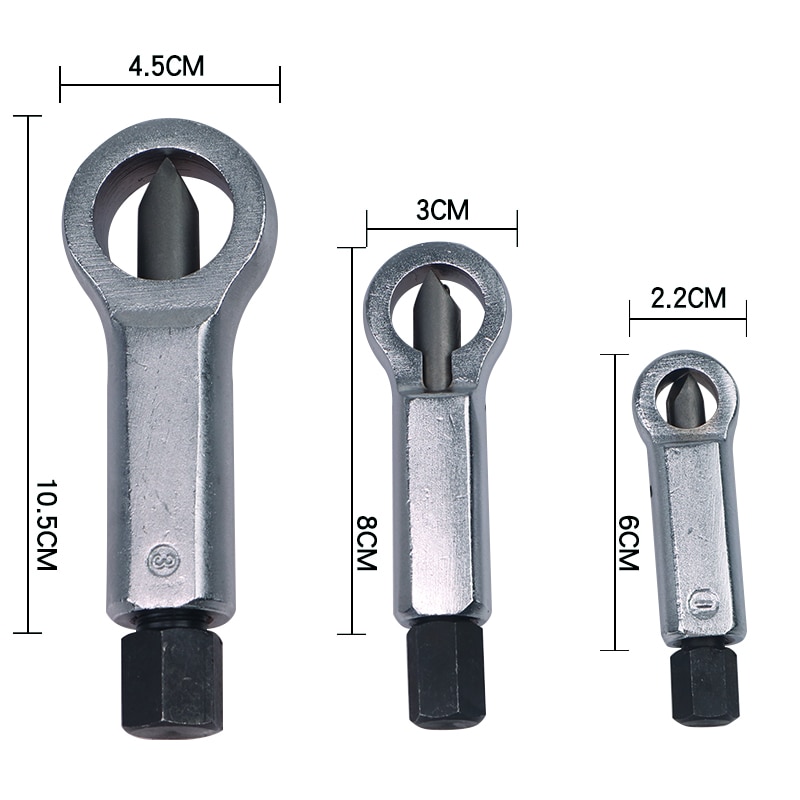 Separador de tuercas resistentes a la oxidación, herramienta de acero hexagonal para quitar tuercas dañadas, llave inglesa oxidada, 6/8/10.5CM