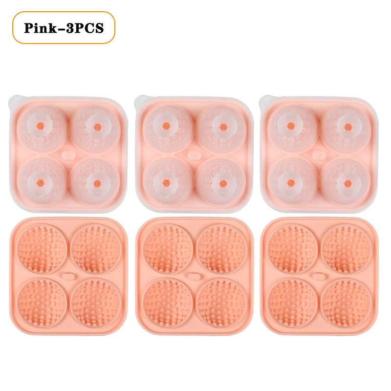 1/3/5PCS Ice Cube Mold 3D Golf Ice Puck Hockey Tray Mold Whiskey Silicone Ice Box Silicone Ice Tray Ice Hockey with Funnel: Ivory