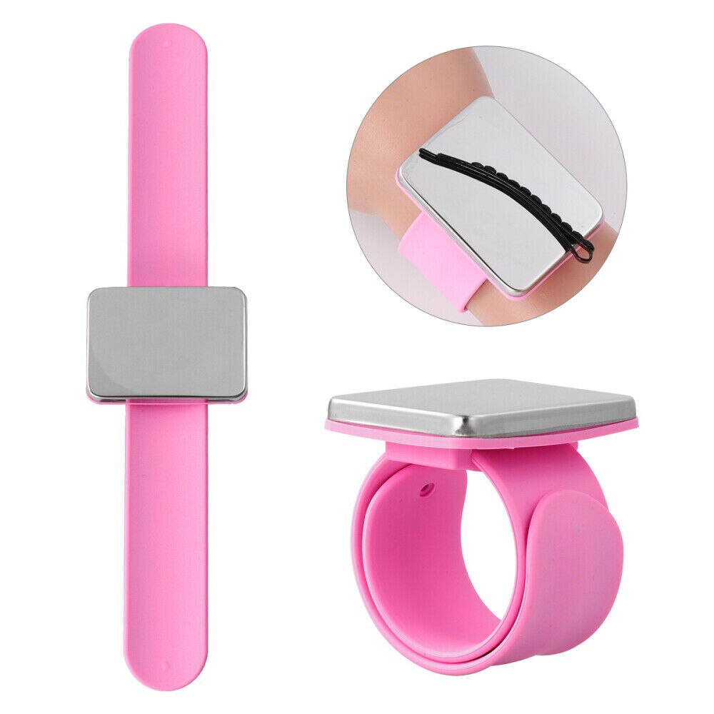 7 farver magnetisk nål aspirator silikone magnet armbånd magnetiske sy pins pinhynde diy gør sy forsyninger: Lyserød