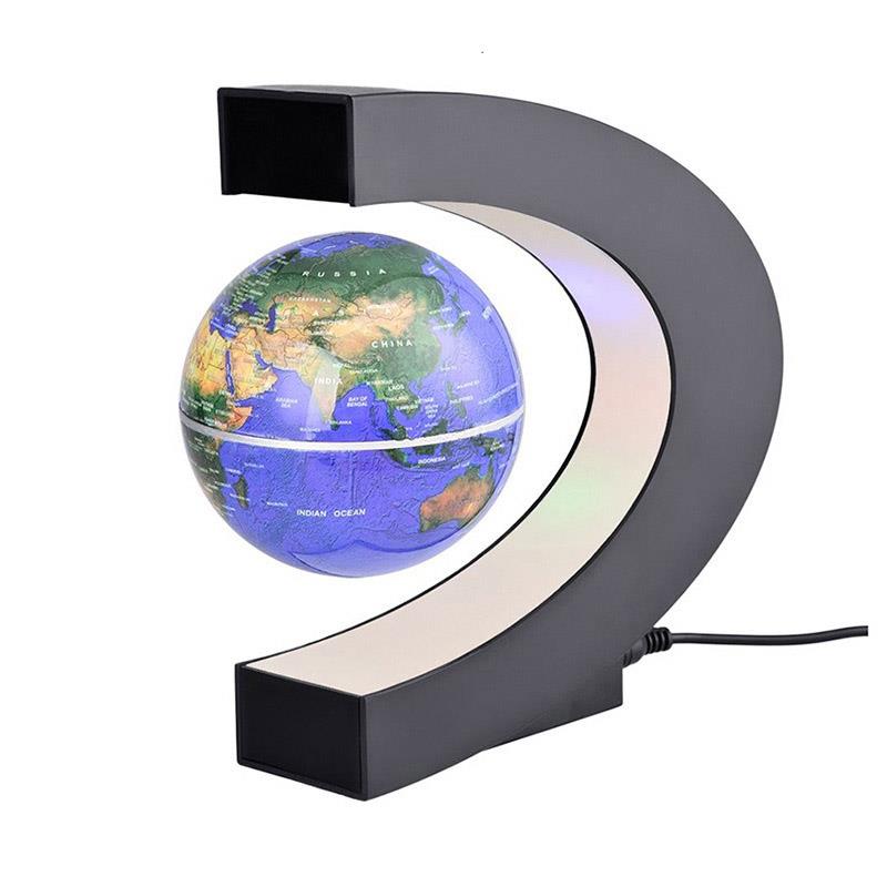 Flydende magnetisk levitation globe led verdenskort elektronisk antigravity lampe nyhedskugle lys hjem dekoration fødselsdag: Blå / Eu-stik