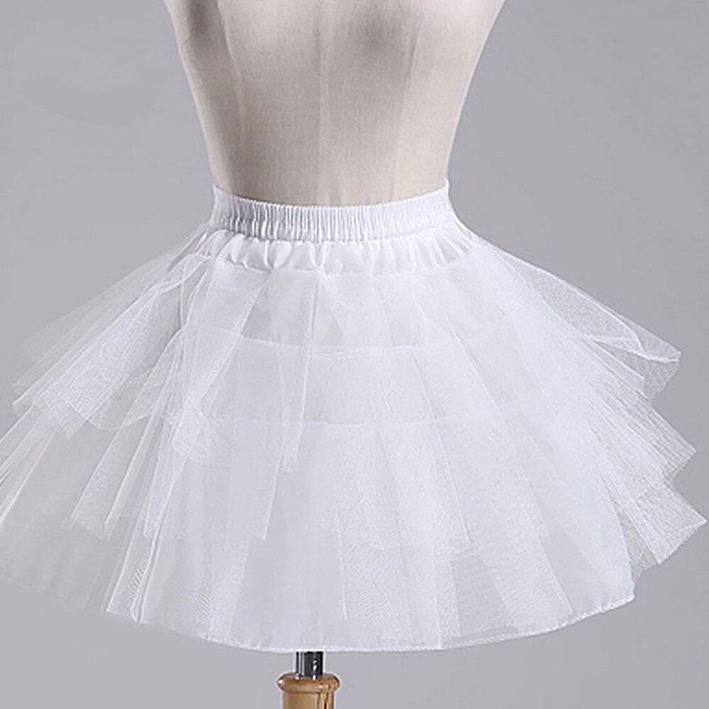 YUNUO-enaguas cortas blancas/negras para mujer, ropa interior de Lolita de 3 capas, accesorios de vestido de novia