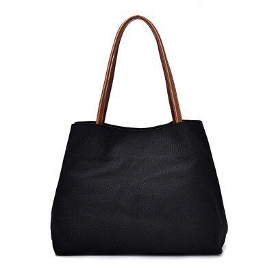 Dames Vintage Casual Handtas Grote Capaciteit Schouder Tote Vrouwelijke Tas Mode Vrouwen Brand Grote Canvas Tassen: Black