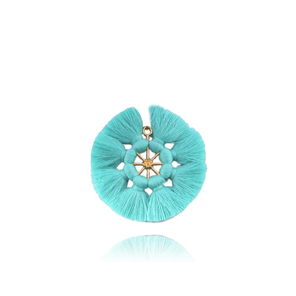 5Pcs/lot Alloy Tassels Charms Pendant Earring 8 Colors Round Pendant Necklace Findings for DIY Jewelry Making Accessories: T0447LBU00