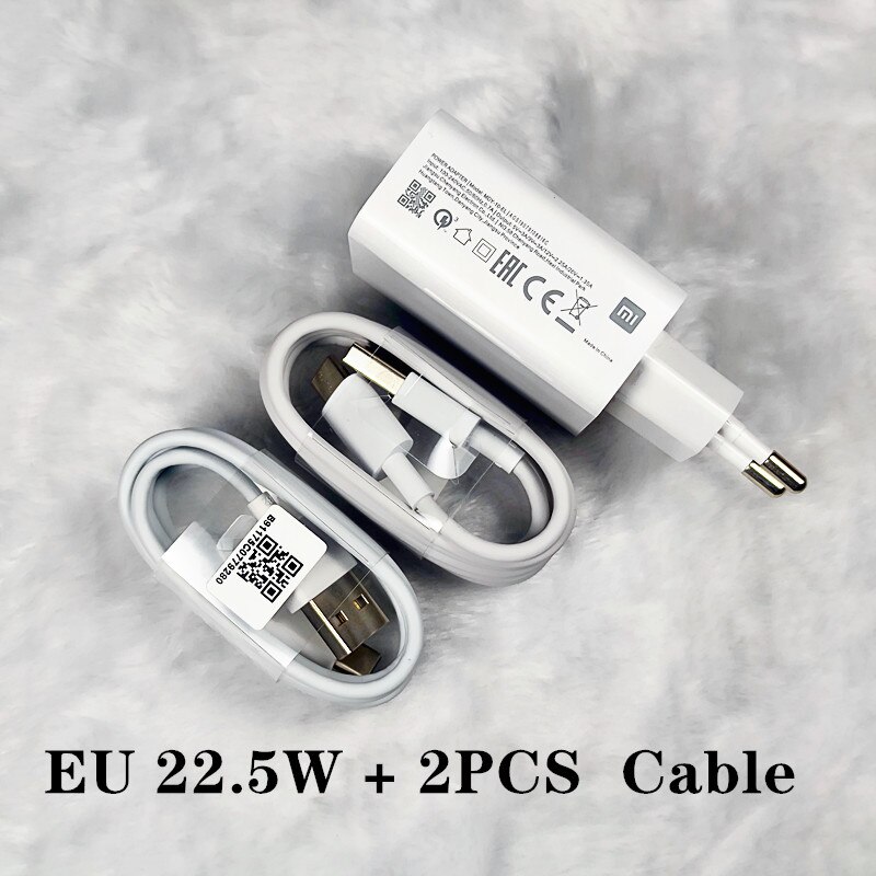 Xiaomi EU charger 22.5W Fast charge power adapter For Redmi 8 9 10 redmi note 7 8 9 9s xiaomi 6 8 9 9s poco M3: EU