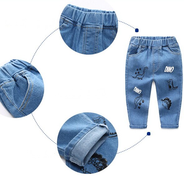 Enfant en bas âge garçons jean dessin animé imprimé Denim pantalon pour filles de enfants pantalons décontractés enfants couleur unie doux pantalon