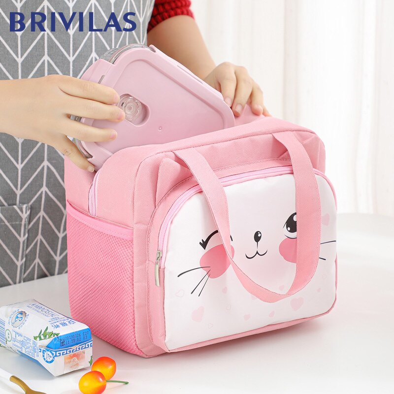 Bolsa térmica kawaii para mujer, bolsa de pícnic escolar con aislamiento térmico a prueba de agua para chico, bolso de almuerzo con asa, bolsa enfriadora portátil con dibujos animados