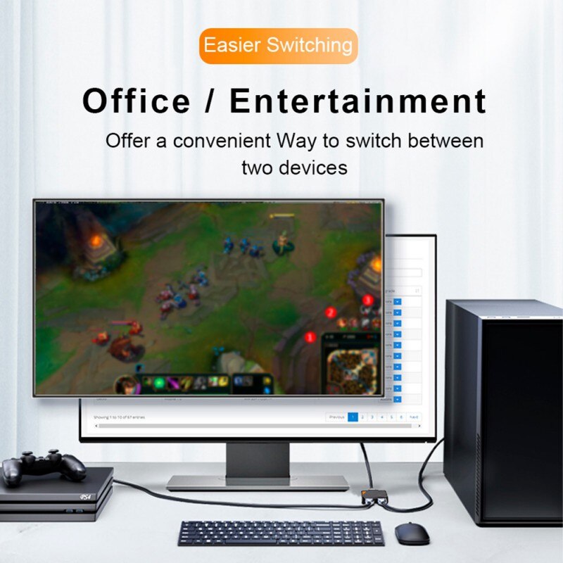 Vedio High Speed Screen Splitter 2 In 1 Out Bi Direction HD 4K Port Home Office HDMI Switcher Sharing Monitor Plug And Play