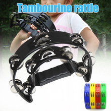 1PC Tambourine Percussion Musical Instruments Hand Bell Compact Double Half Moon Drum Party Bells Orff Tambourine