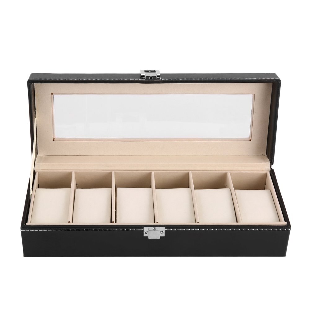 Leather/Wood Ring Necklace Jewelry Storage Organizer Container Casket Display Grids Watch Box Winder Classic Packaging Holder#2: ZG507800