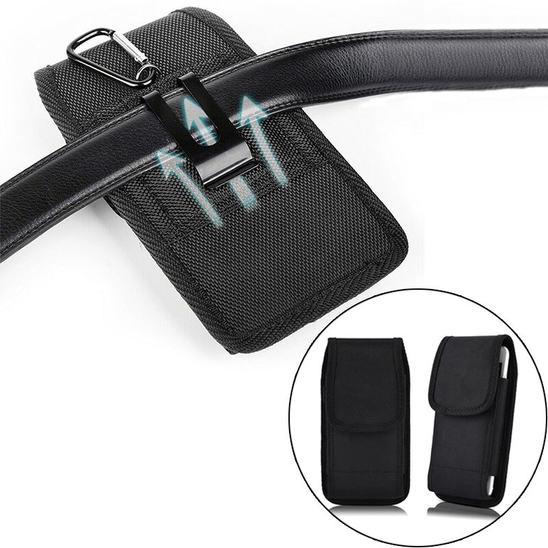 Mannen Riem Fanny Pack Holster Pouch Mobiele Mobiele Telefoon Houder Heuptas Zwart