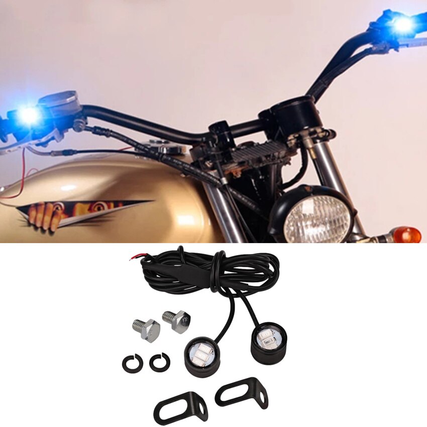1 Paar Motorfiets Led Strobe Lights 12V Motorfiets Spotlight Eagle Eye Flash Licht Waarschuwing Remlicht Lamp Motorfiets Accessorie