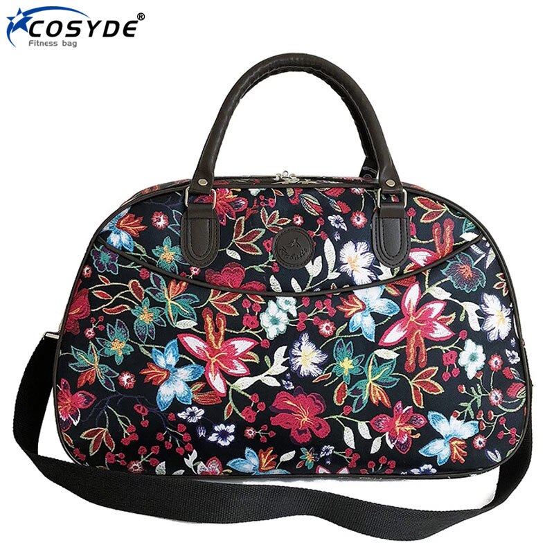 Leder Frauen Reisetaschen Handtaschen Neue Tragbare Hand Fitness Blumen- Seesack Wasserdichte Wochenende Tasche Für Dame