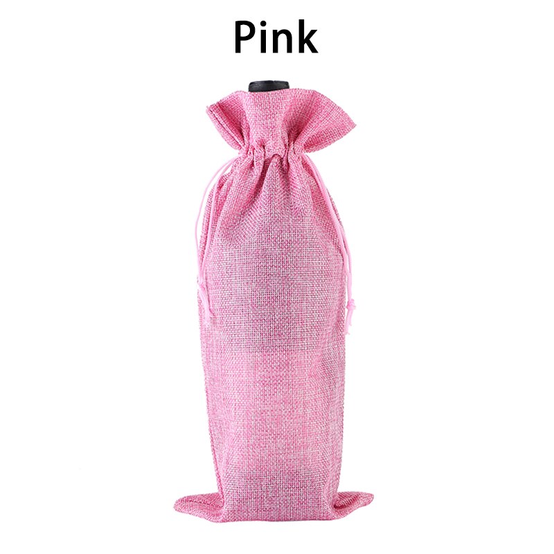 Rotwein Flasche Abdeckungen Verpackung Wein Taschen Champagner Beutel Sackleinen Verpackung Tasche Hochzeit Party Dekoration Wein Lagerung Tasche: Pink