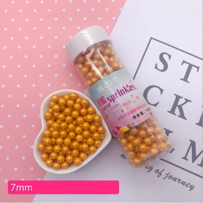 10g Kleine Gold Herz Perlen Essbare Perle Fondant Kuchen DIY kuchen Backen Schokolade Dekoration Zucker Süßigkeiten Fimo Tonne: 7mm Perlen