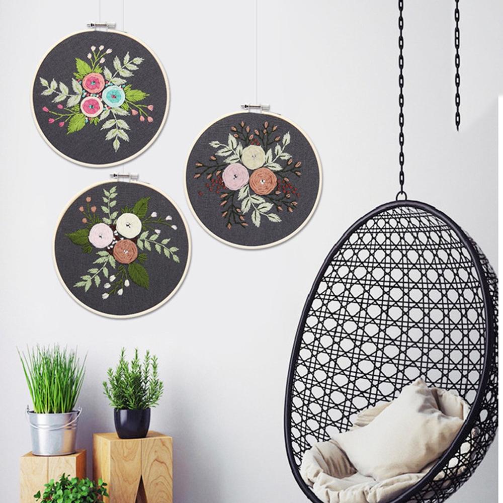 DIY Ribbons Embroidery For Beginners Practical Kits Needlework Floral Cross Stitch Wall Painting Art Home Decor Set