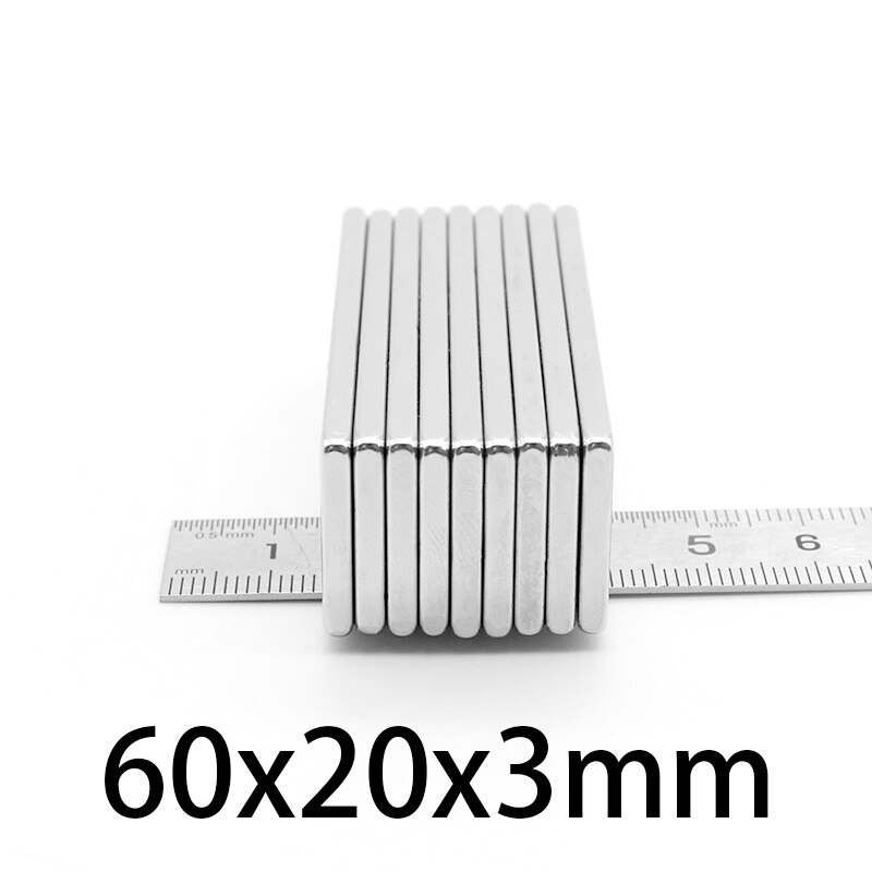 1-15 kpl 60 x 20 x 3mm neliön voimakas magneetti 60 mm x 20 mm x 3mm n35 vahvaa neodyymimagneettia 60*20*3mm kestomagneettilevyä 60*20*3