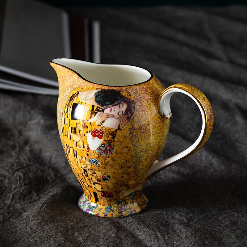 Bone China "Kus" Thee Set Theekopje Schotel Creamer Suiker Pot Theepot Mokken Lepel Dessert Platen Huishoudelijke Theewaar Coffeeware levert: Creamer 320ml