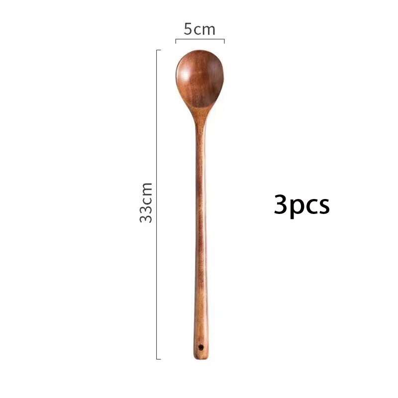 Langer Holzrührlöffel, Holzlöffel mit langem Griff, Holzlöffel zum Rühren und Kochen, verlängerter Kochlöffel aus Holz