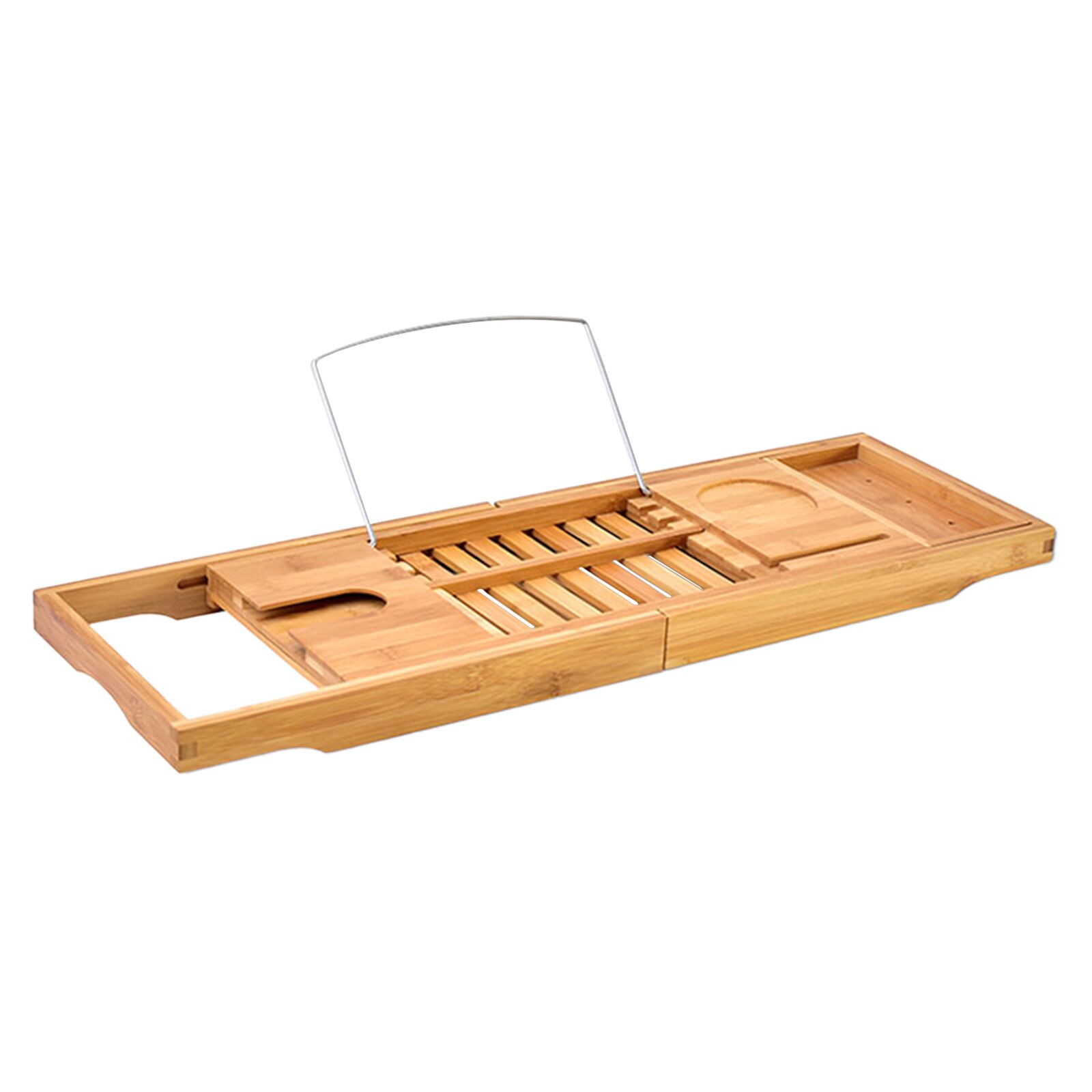 Bamboo Bathtub Tray Perfect Expandable Bathtub Caddy with Reading Rack or Tablet Holder, Bath Tray Includes a Wine Glass Holder
