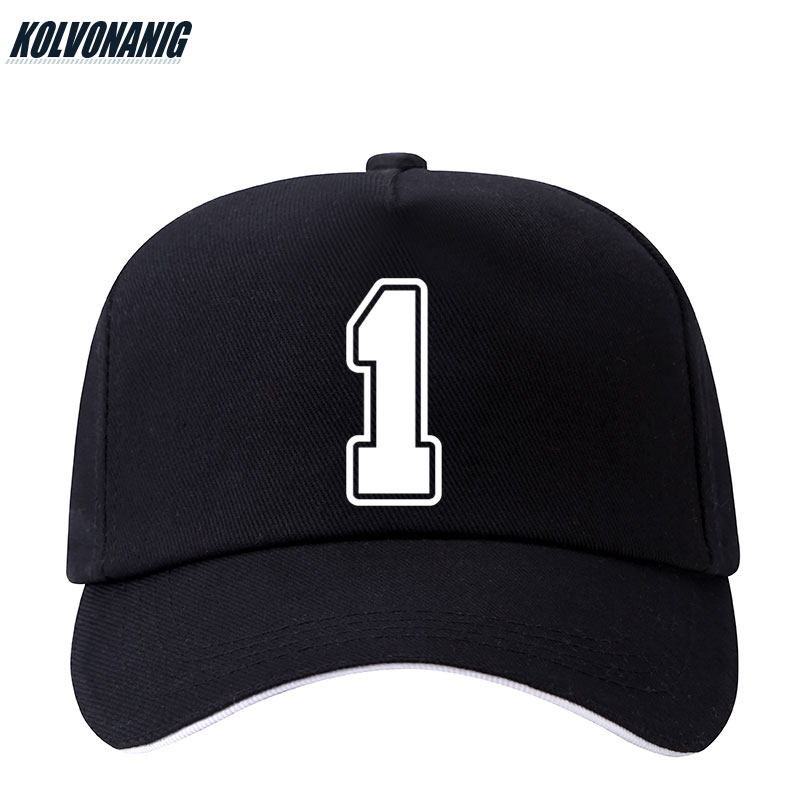 KOLVONANIG-gorra de béisbol con estampado para hombre y mujer, gorro de béisbol con estampado de número 1, Snapback de algodón, ajustable, Hip Hop, novedad de verano,