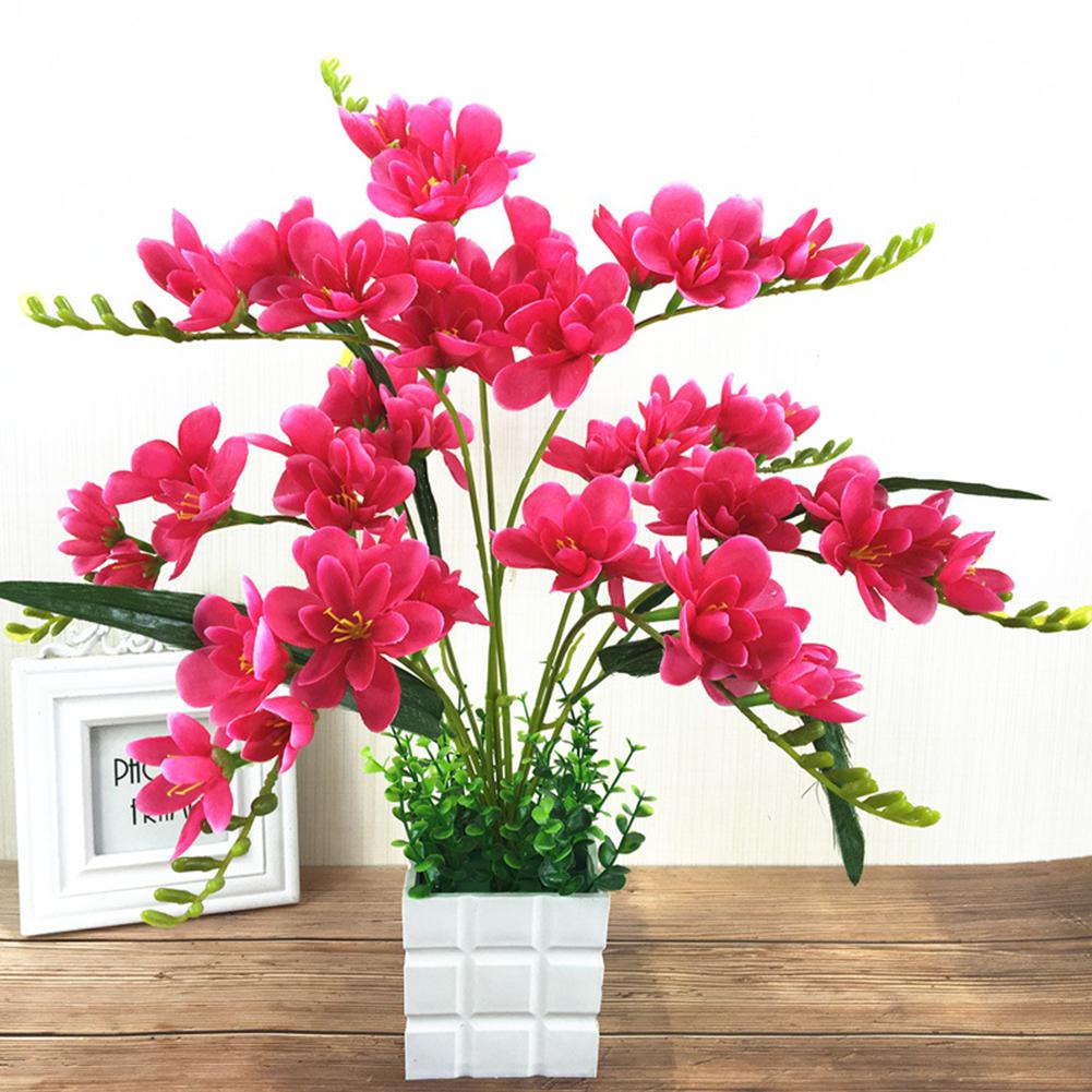 Artificial Freesia Flower with 9 Branches for Home Living Room Decor