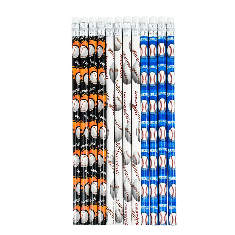12pc Sports Theme Party Painting Writing HB Pencils Football Baseball Basketball Pencils Kids Birthday Party Pinata Fillers: Light Grey