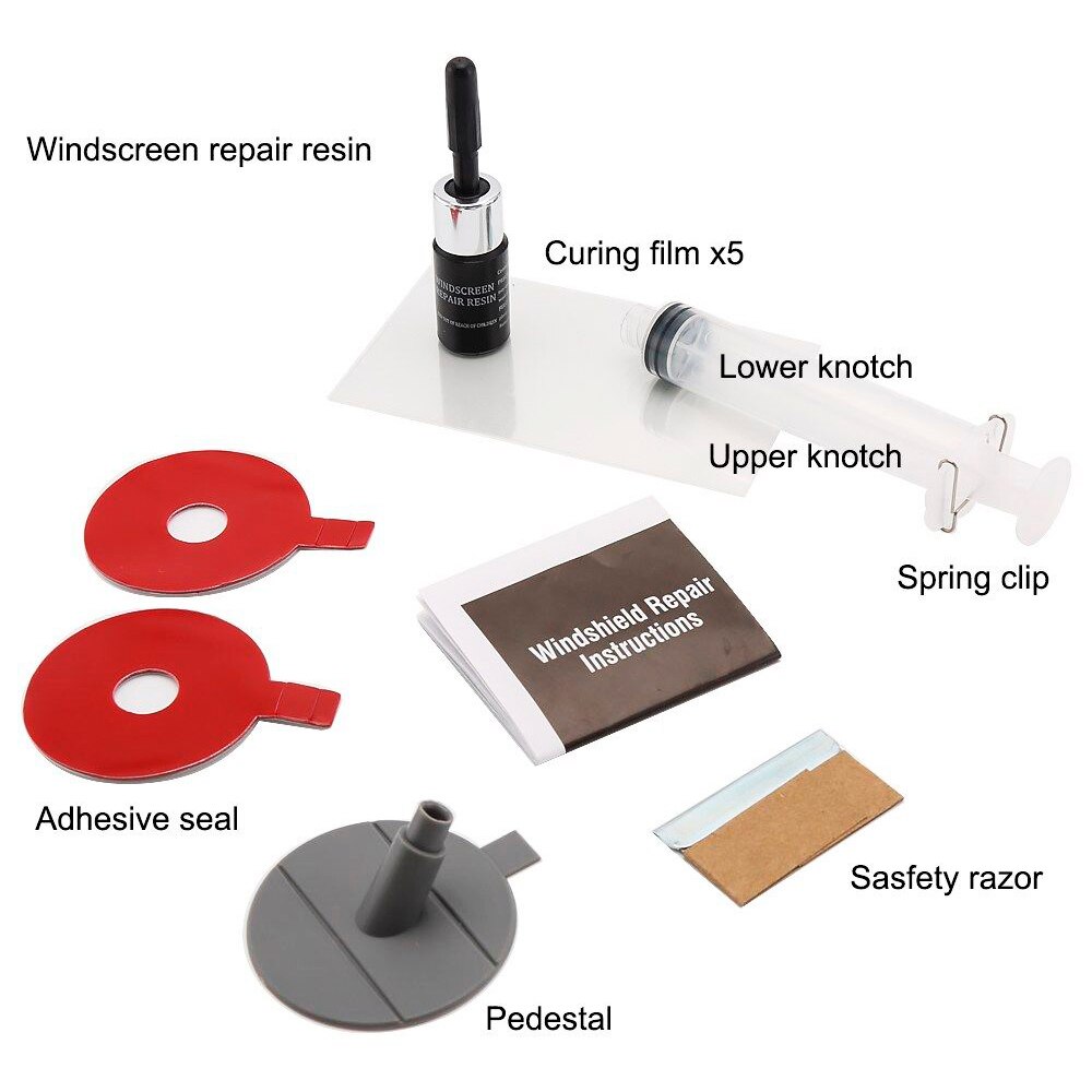A set of tools to repair car windshield DIY Windshield Repair Kit, windshield repair, glass repair