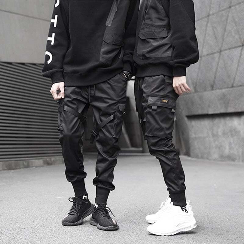 Hip pop cargo bukser mænd sort lomme streetwear harajuku techwear bukser bukser harem joggers joggingbukser der danser chic